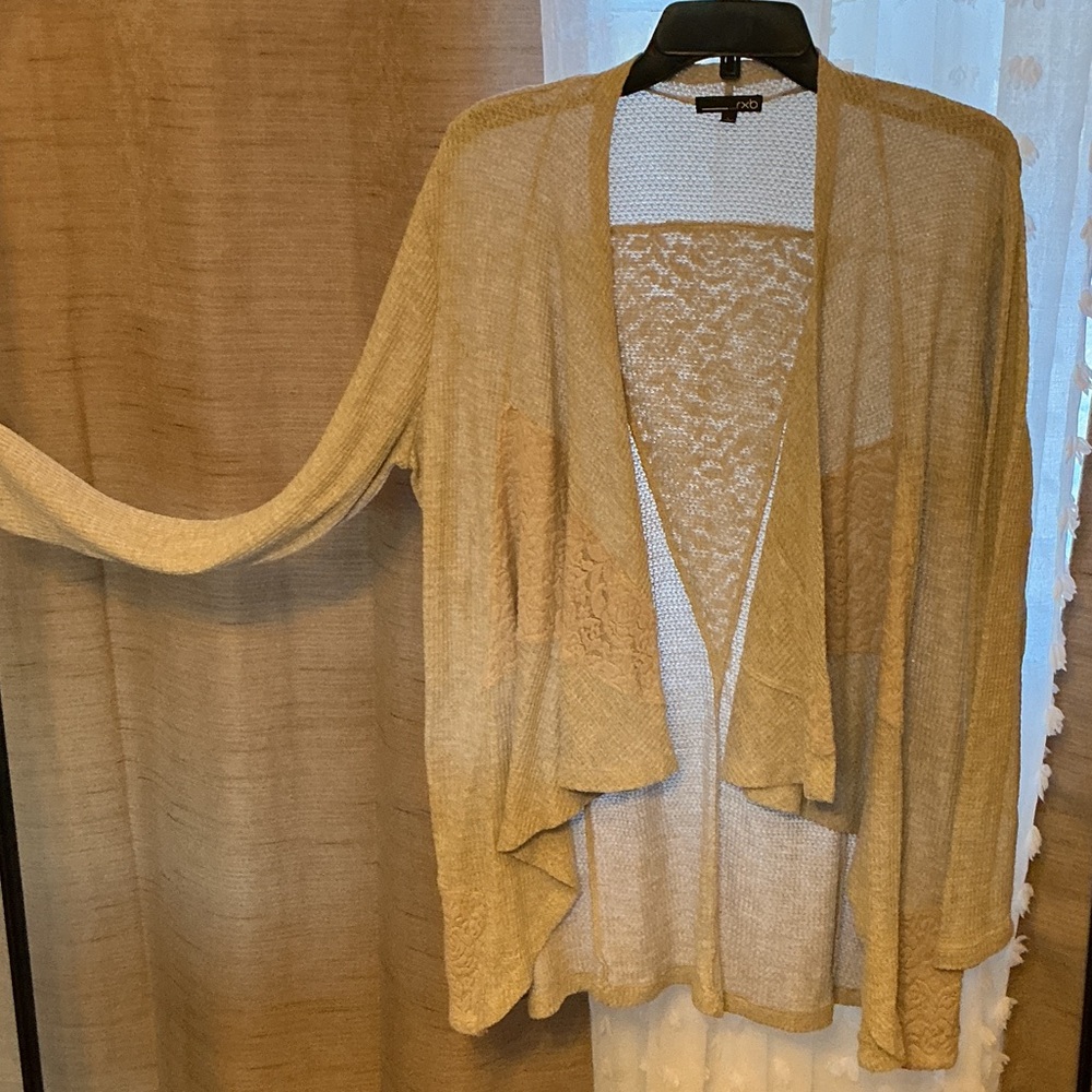 Women's Tan Open-Front Sweater